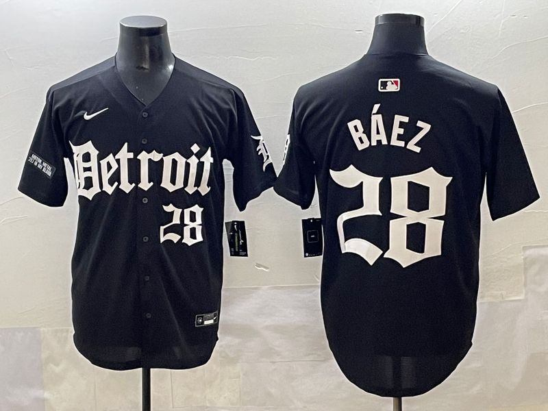 Men 2025 Detroit Tigers #28 Baez Black Five generations Joint Name Nike MLB Jersey style 15->detroit tigers->MLB Jersey